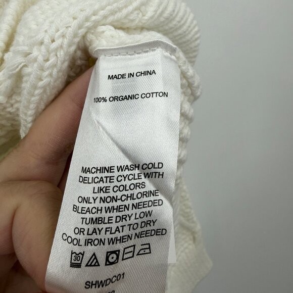 Quinn’s Organic Cotton Ultra Cropped Cable Knit Sweater In Ivory Size S Women’s - Picture 6 of 7